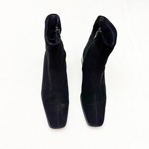 Stuart Weitzman VTG Black GoreTex Nylon/Suede Trim Low Heel Square Boot Size 8